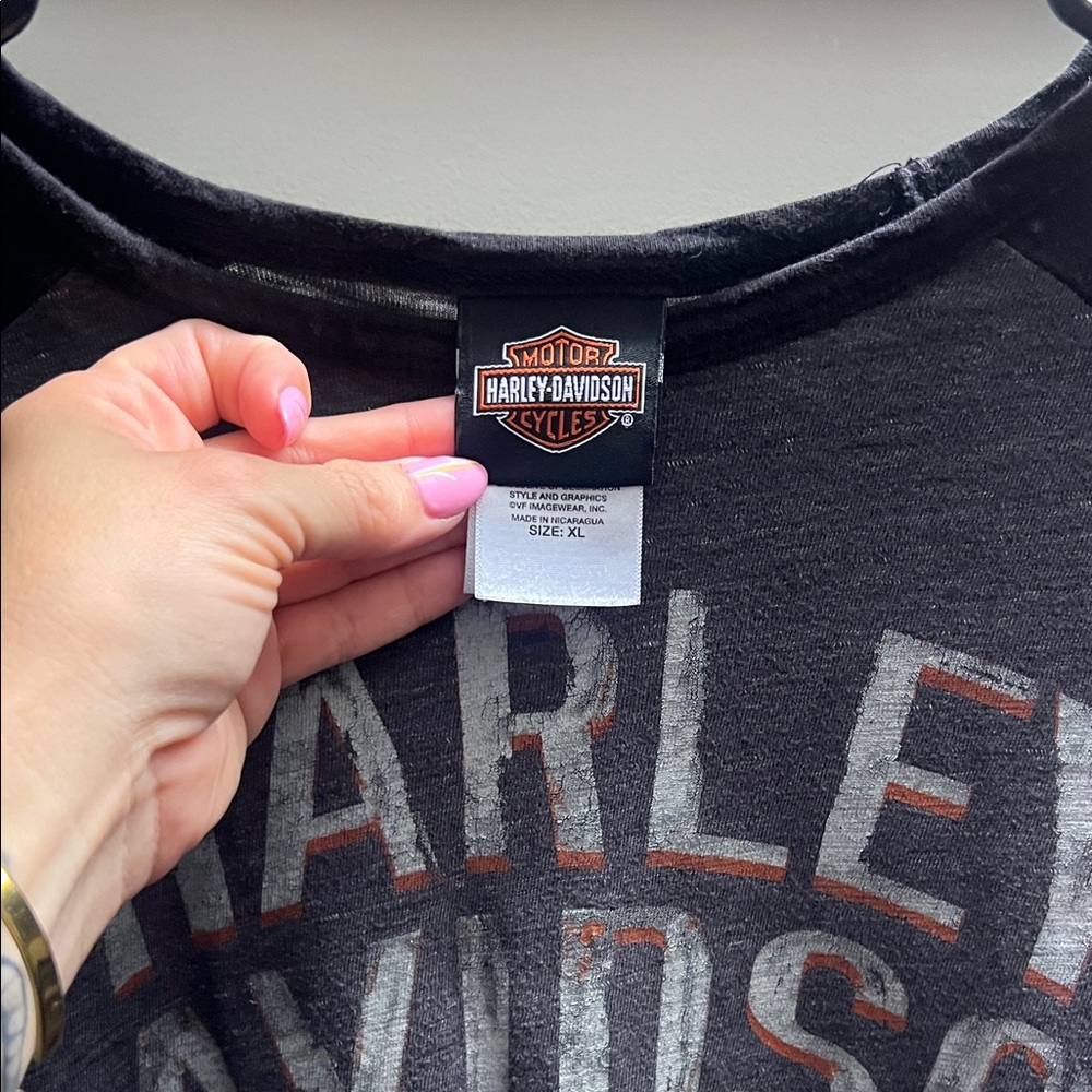 Harley-Davidson Black and Charcoal Raglan Tee - Picture 2 of 4